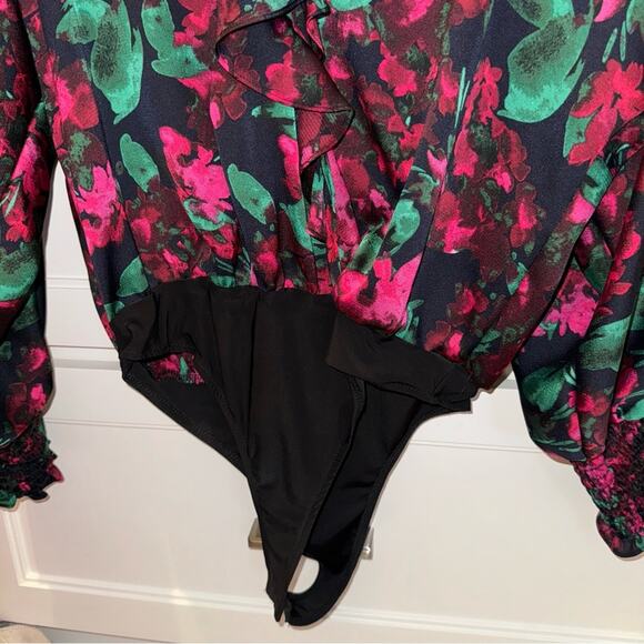MISA Los Angeles Talah Floral Satin Bodysuit Small - Picture 9 of 12